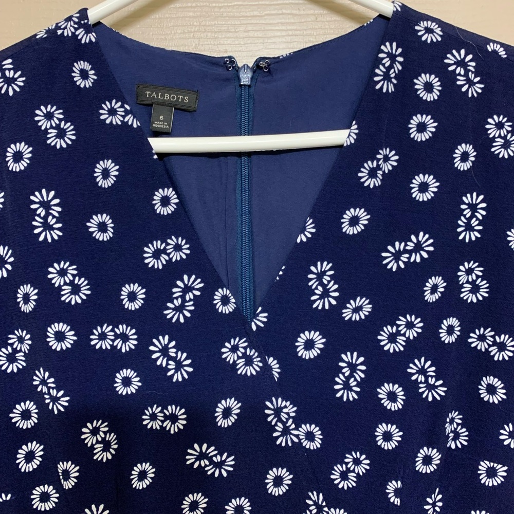 Talbots blue midi wrap dress with belt and pockets